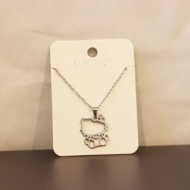 Fashion New Stainless Steel Necklace,Cute Hollow Out Kitty Cats