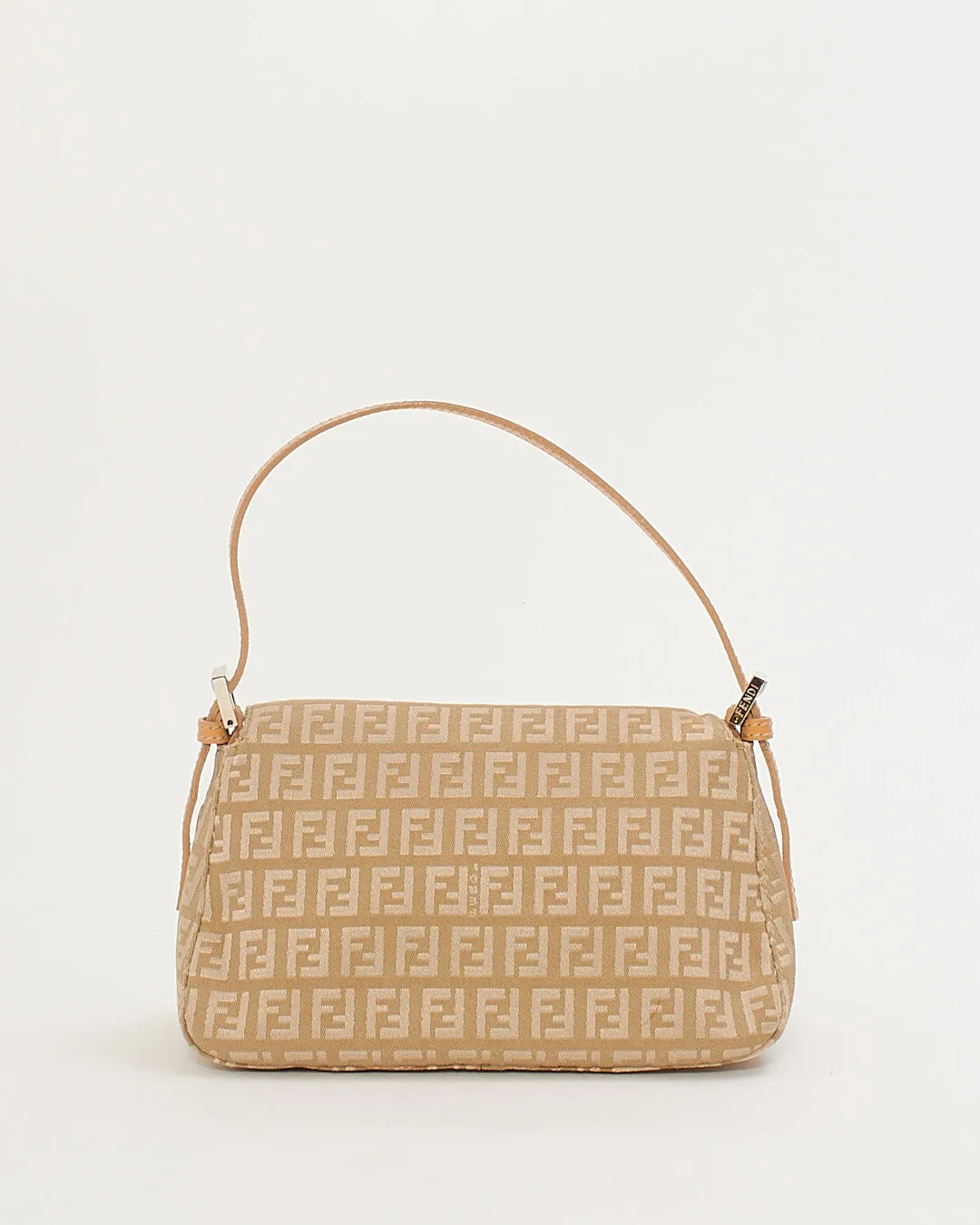 Fendi Beige Zucchino Canvas Small Mamma Baguette Shoulder Bag