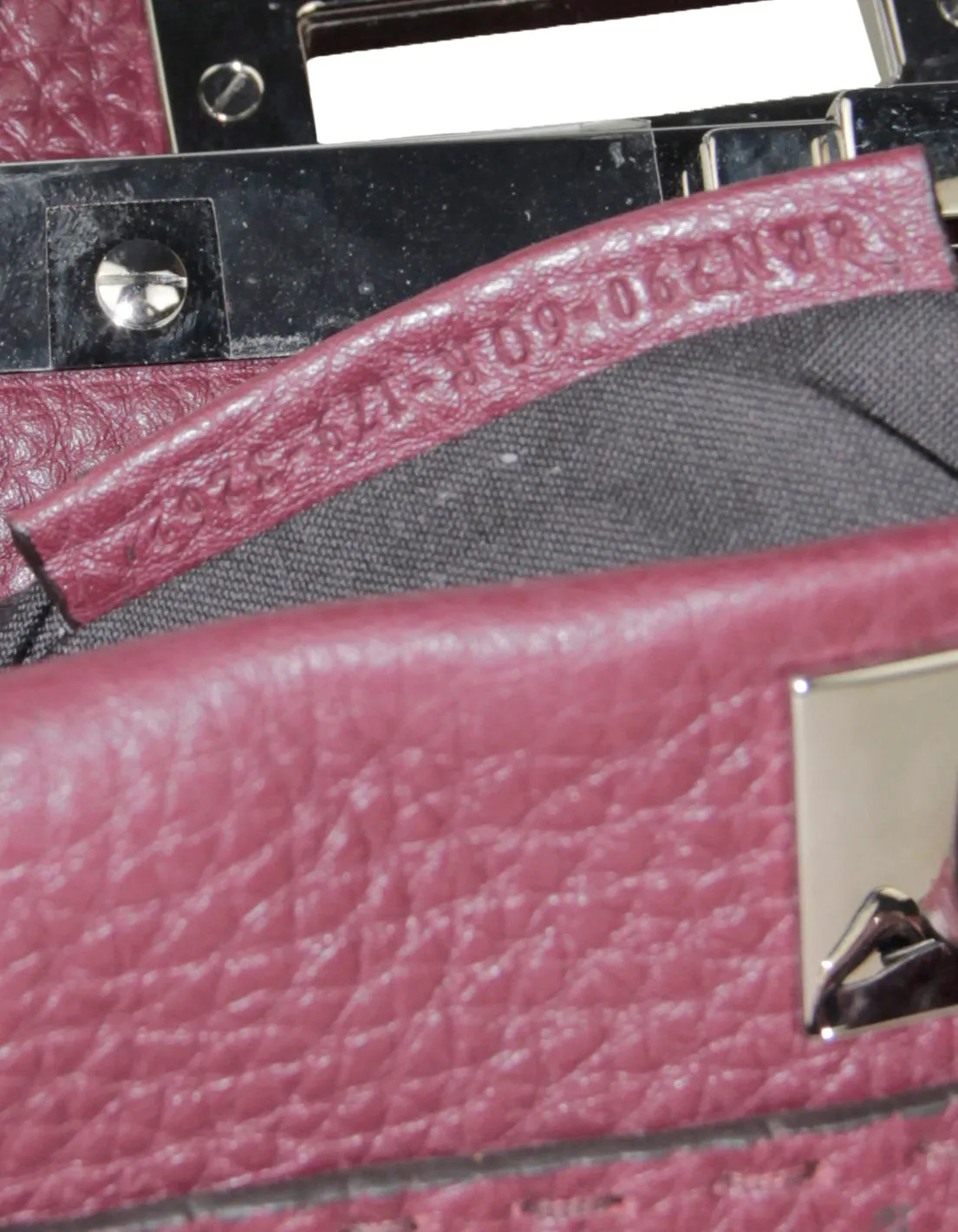 Fendi Bordeaux Selleria Medium Peekaboo Satchel Bag w/ Snakeskin