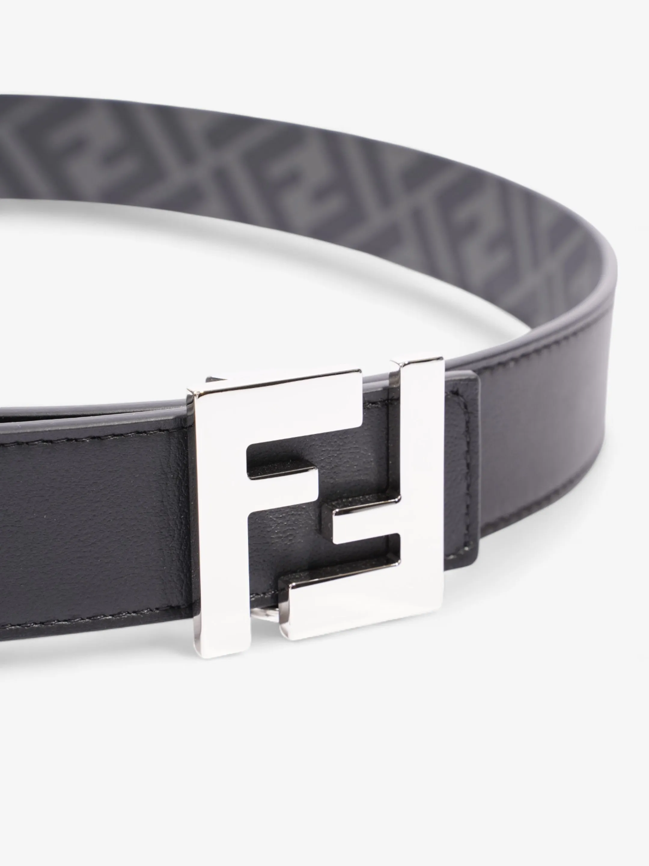 Fendi FF Reversible Belt Black / Grey / Silver Canvas 95cm / 38"