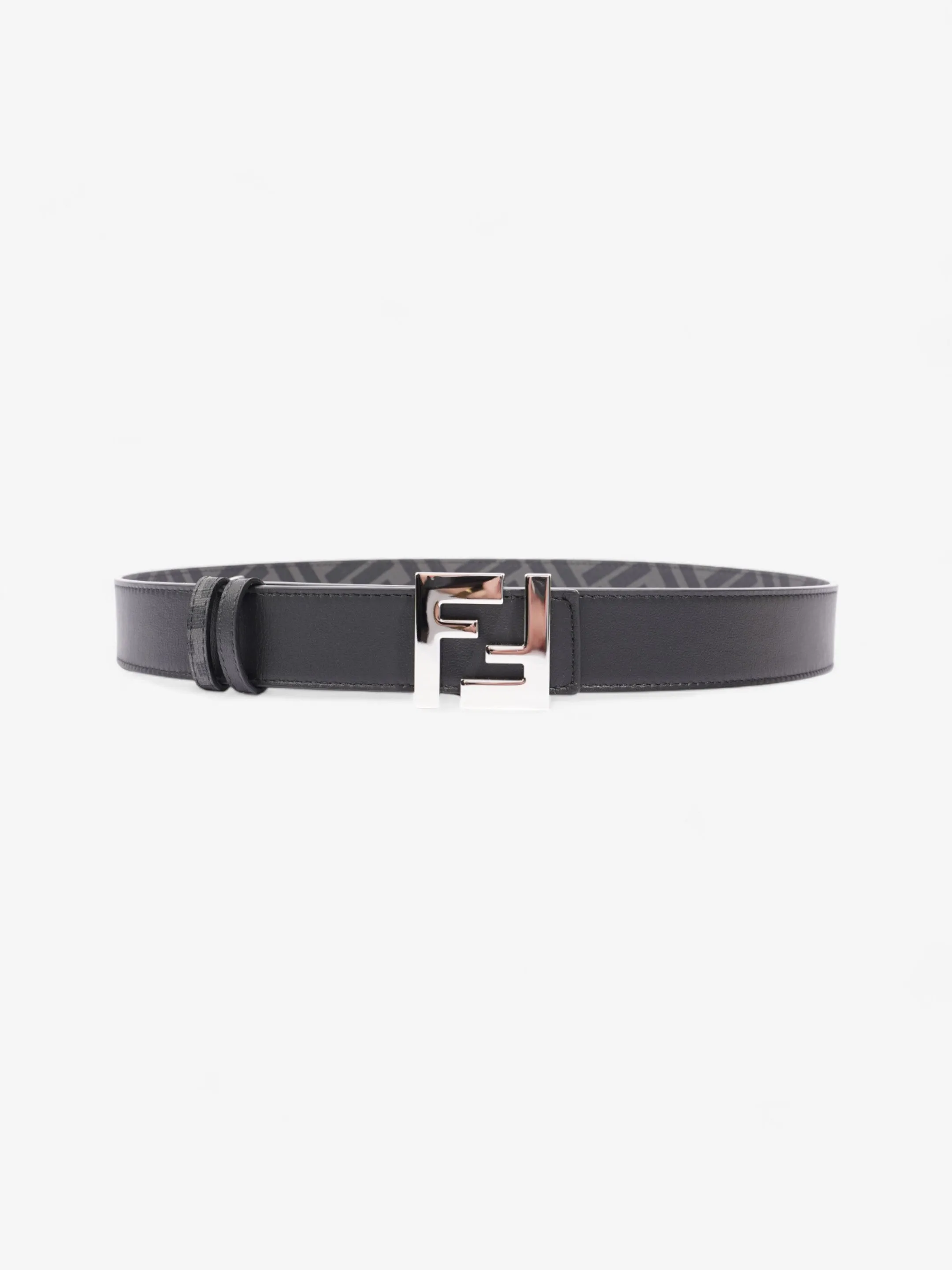 Fendi FF Reversible Belt Black / Grey / Silver Canvas 95cm / 38"