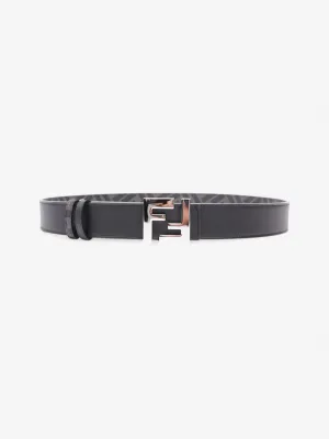 Fendi FF Reversible Belt Black / Grey / Silver Canvas 95cm / 38"