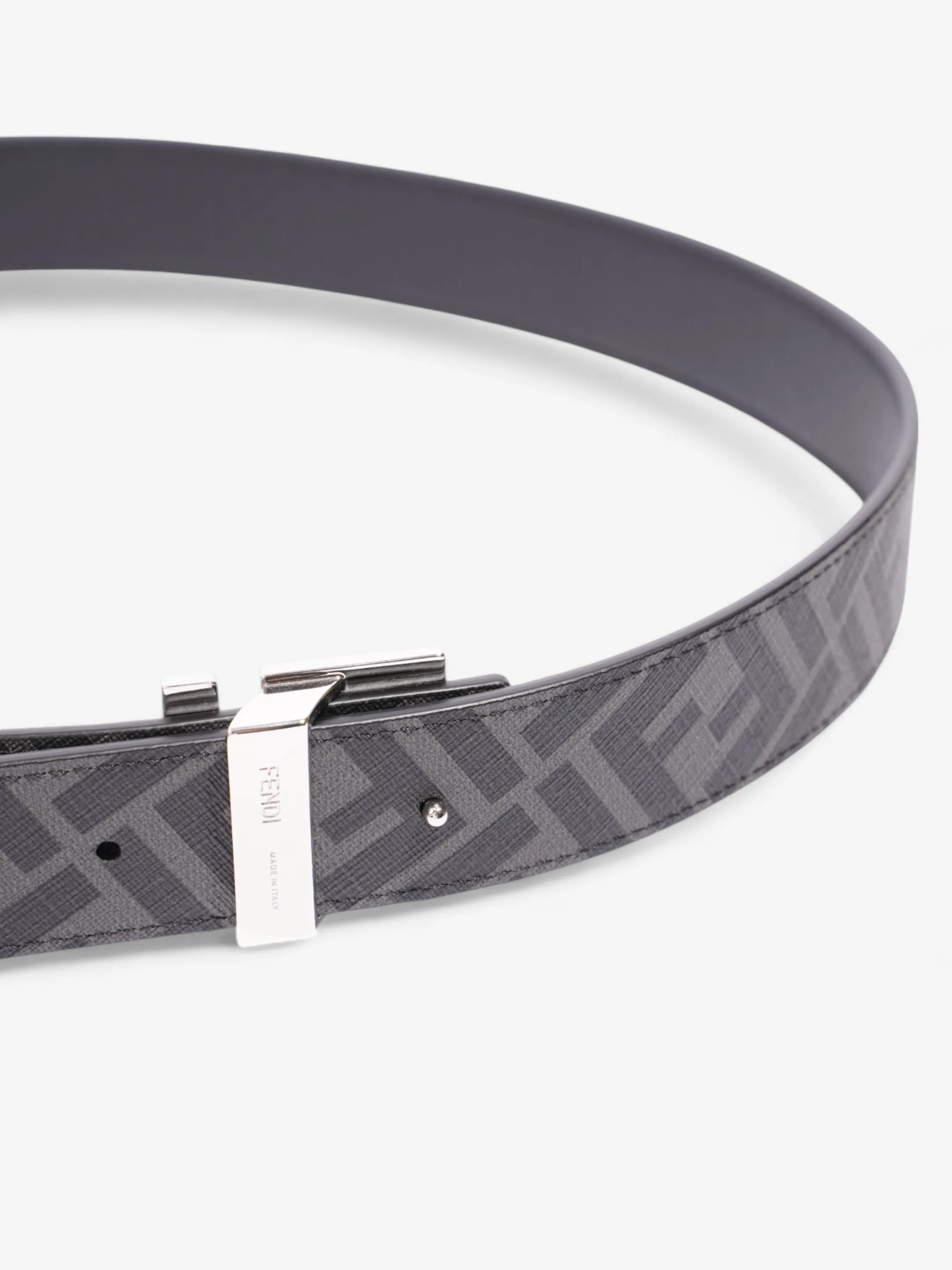 Fendi FF Reversible Belt Black / Grey / Silver Canvas 95cm / 38"
