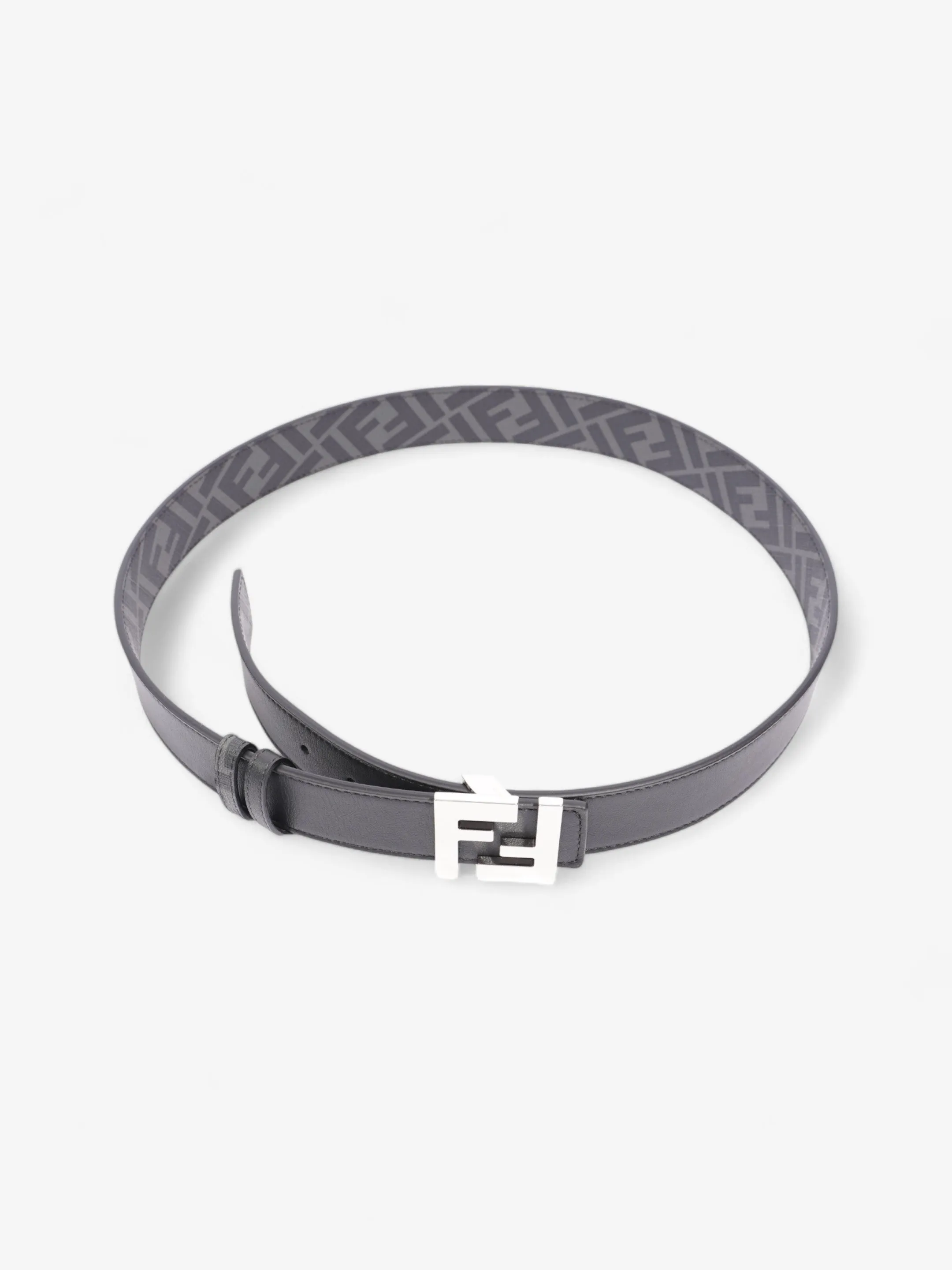 Fendi FF Reversible Belt Black / Grey / Silver Canvas 95cm / 38"