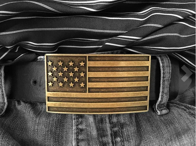 FL Men's USA Flag Plaque Buckle fits 1.5" belt