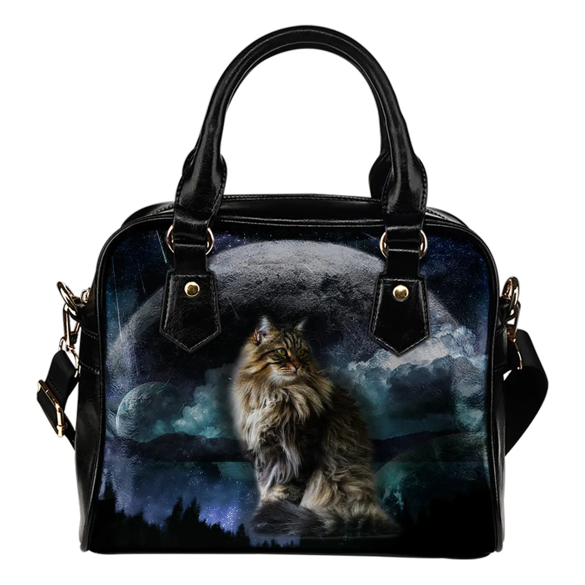 Fluffy Cat Planet Shoulder Handbag