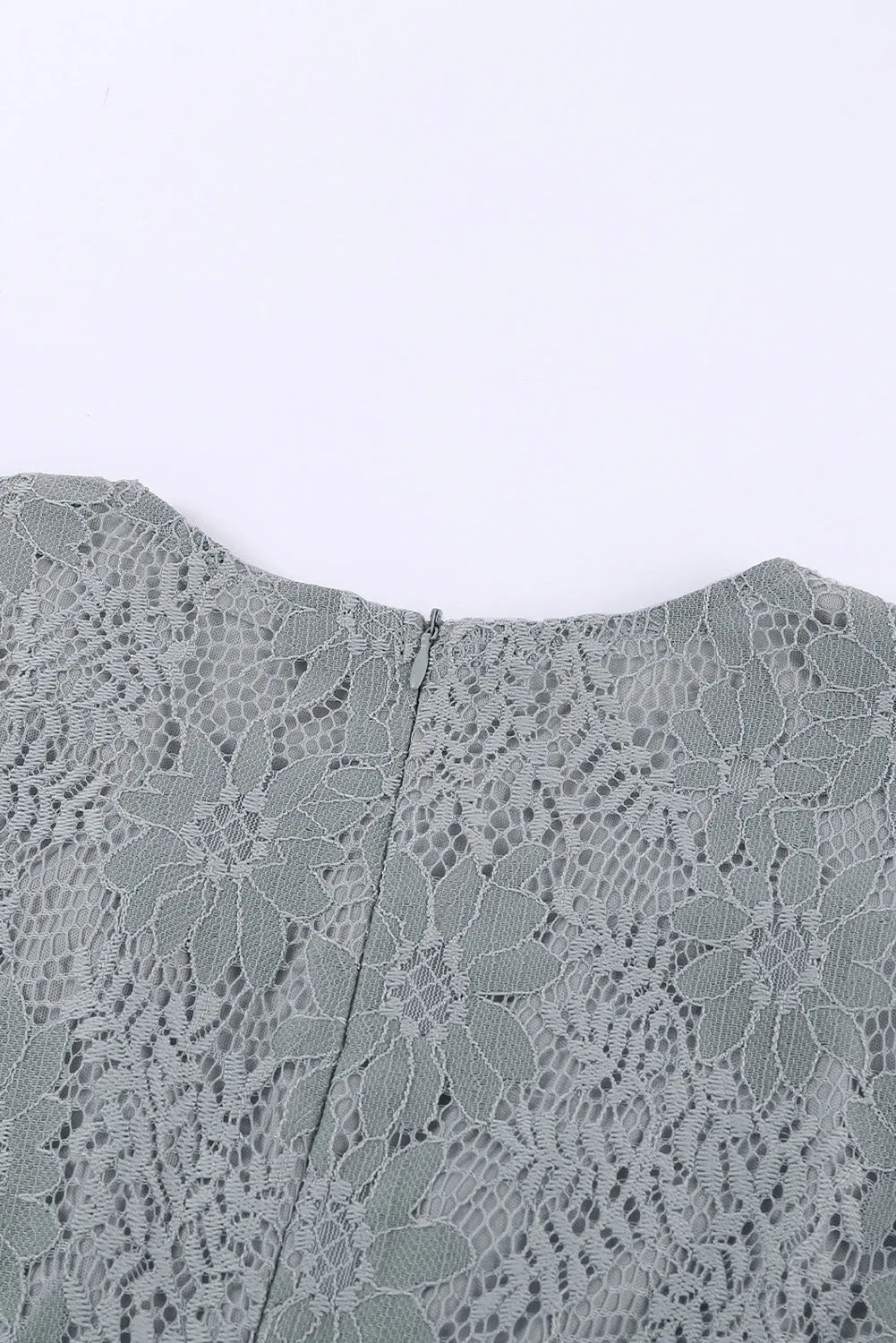 Flutter Sleeve Wrap V Neck Floral Lace Short Dress