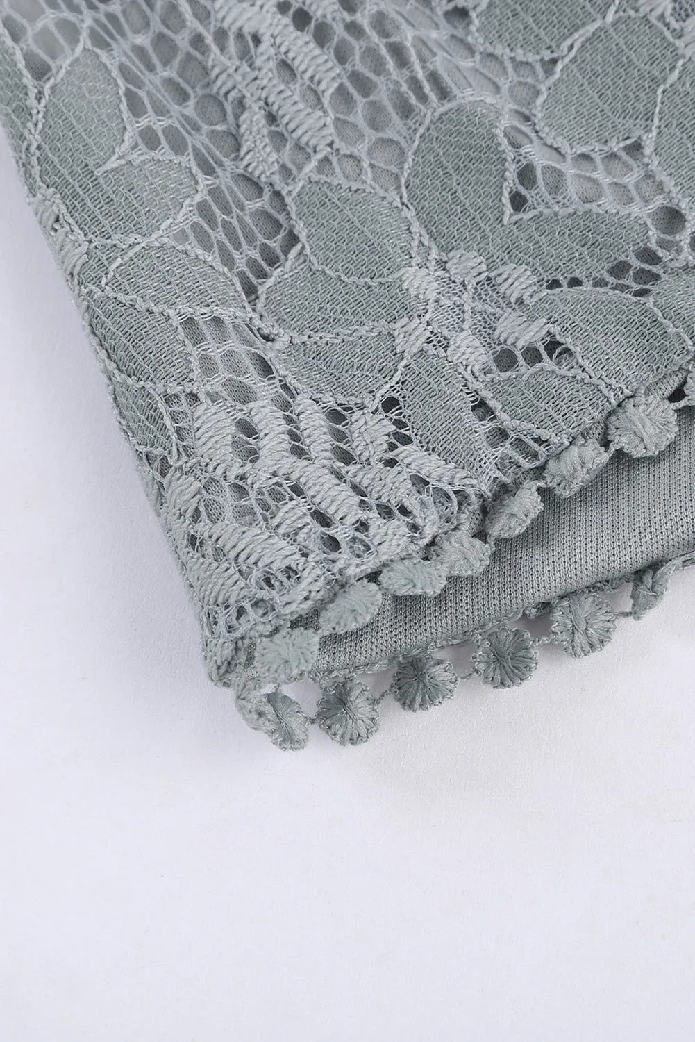 Flutter Sleeve Wrap V Neck Floral Lace Short Dress