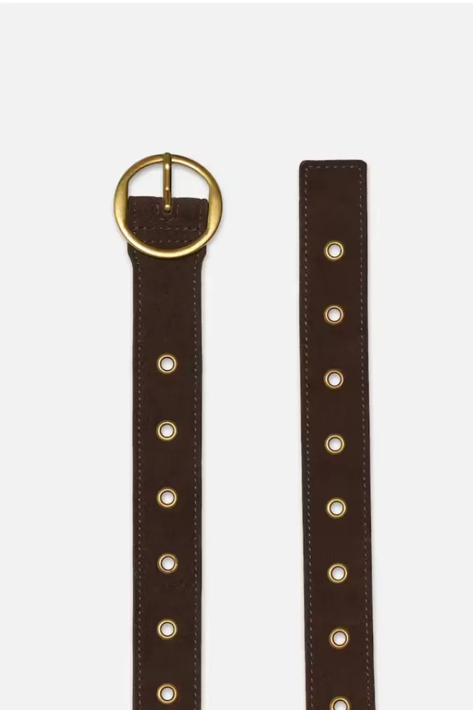 Frame - Petit Circle Belt in Espresso Suede