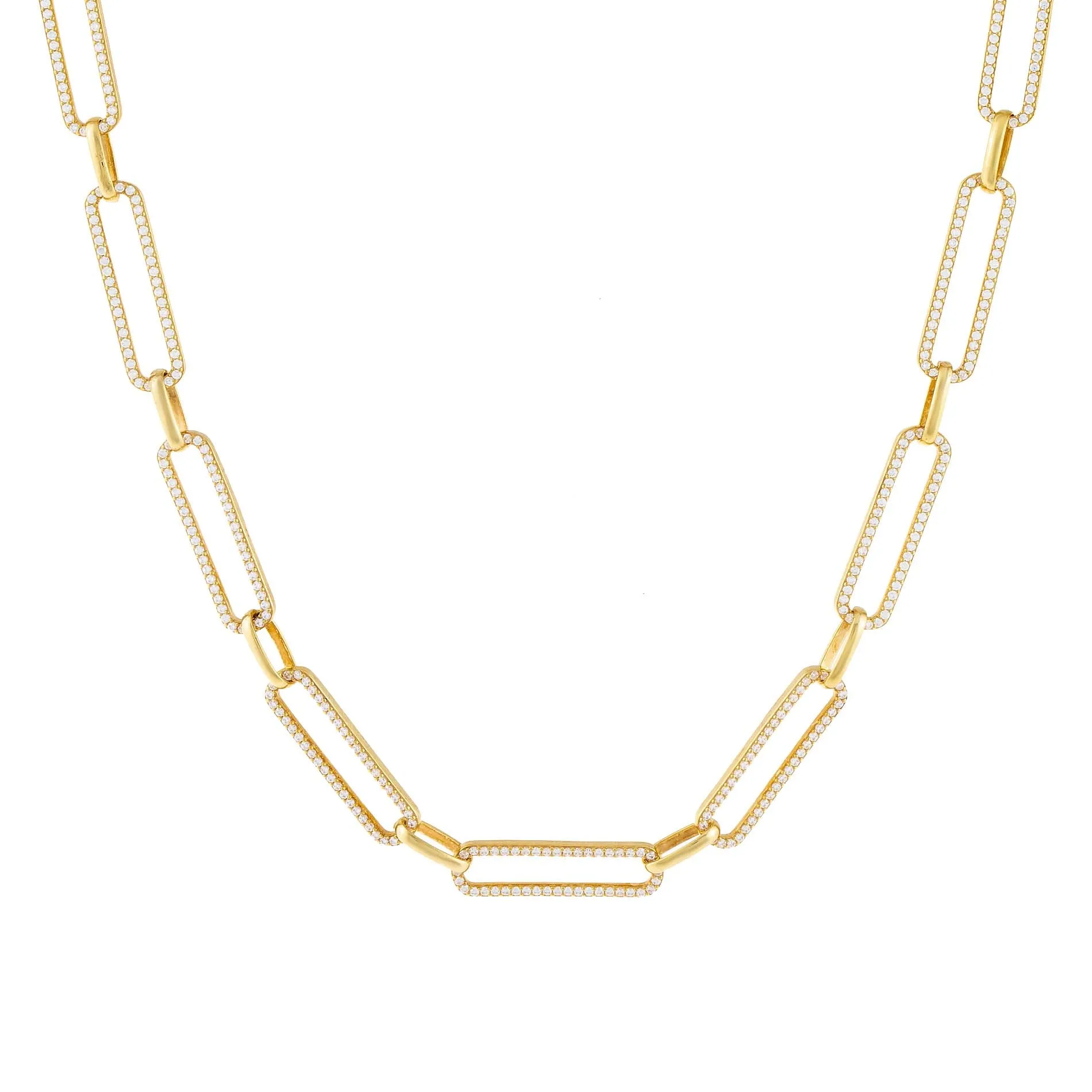 Full Pavé Paperclip Chain Necklace