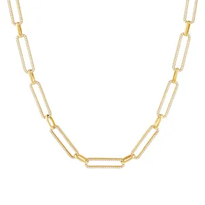 Full Pavé Paperclip Chain Necklace