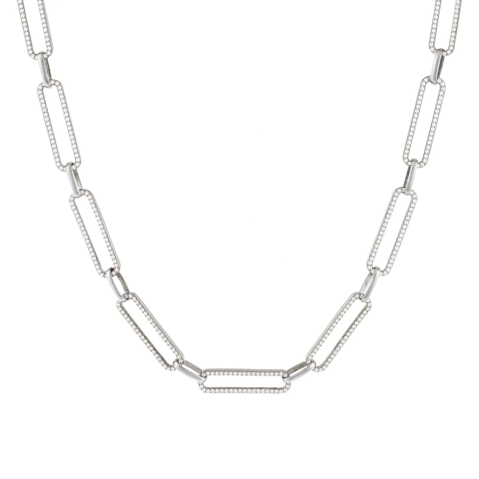 Full Pavé Paperclip Chain Necklace