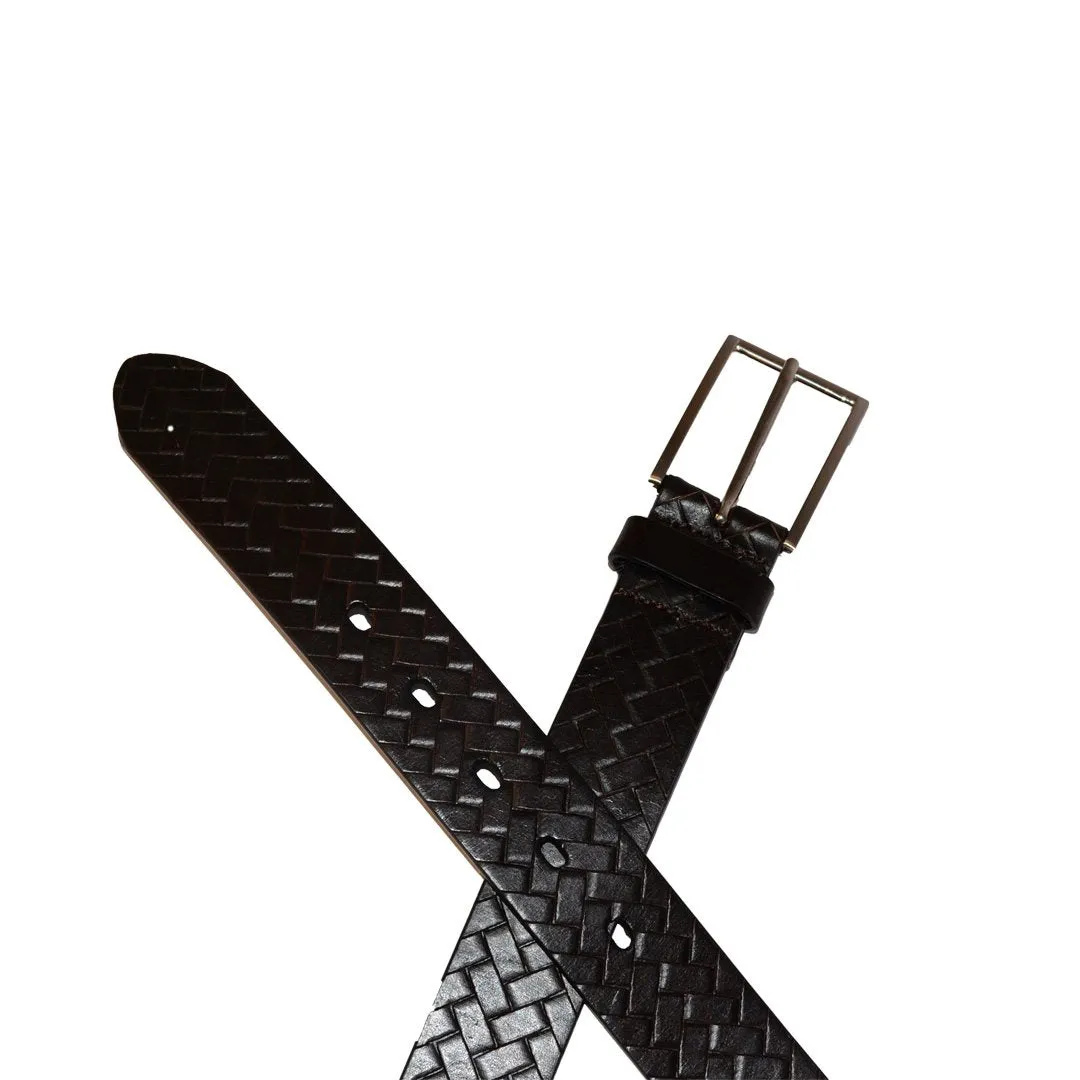 GABRIEL - Mens Dark Brown Leather Textured Belt