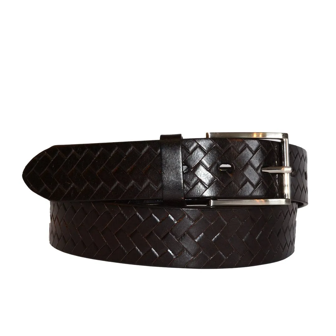 GABRIEL - Mens Dark Brown Leather Textured Belt