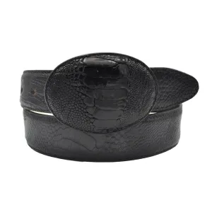 Gavel Ostrich Leg Western Belt - Black