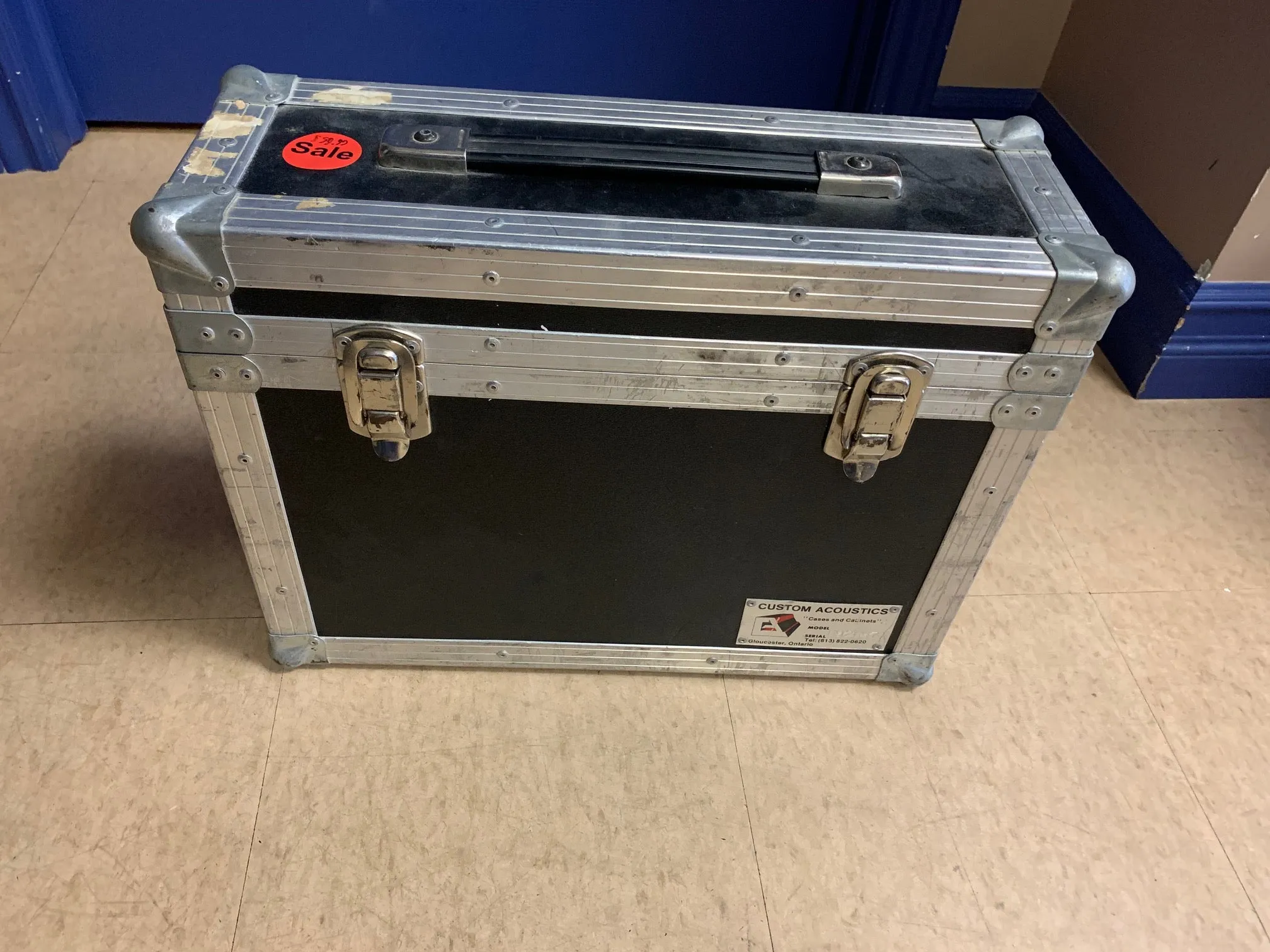 GENTLY USED Custom Acoustics Hard Travel Case for Cables and Pro Audio Gear, 13.5"h x 6"w 17.5"h
