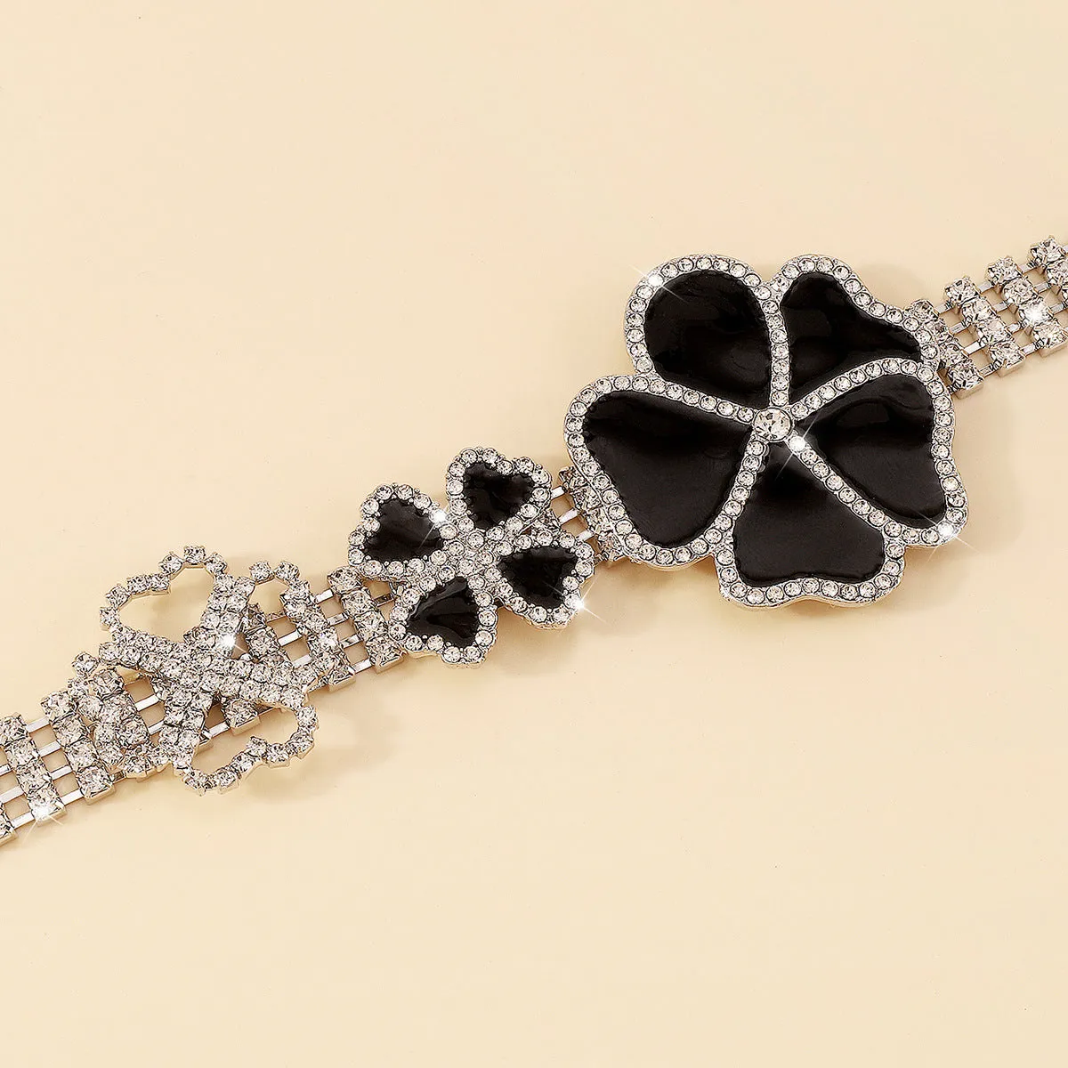 Geometric Flower Rhinestone Choker