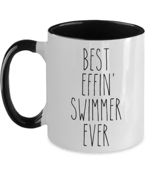 Gift For Swimmer Best Effin' Swimmer Ever Mug Two-Tone Coffee Cup Funny Coworker Gifts