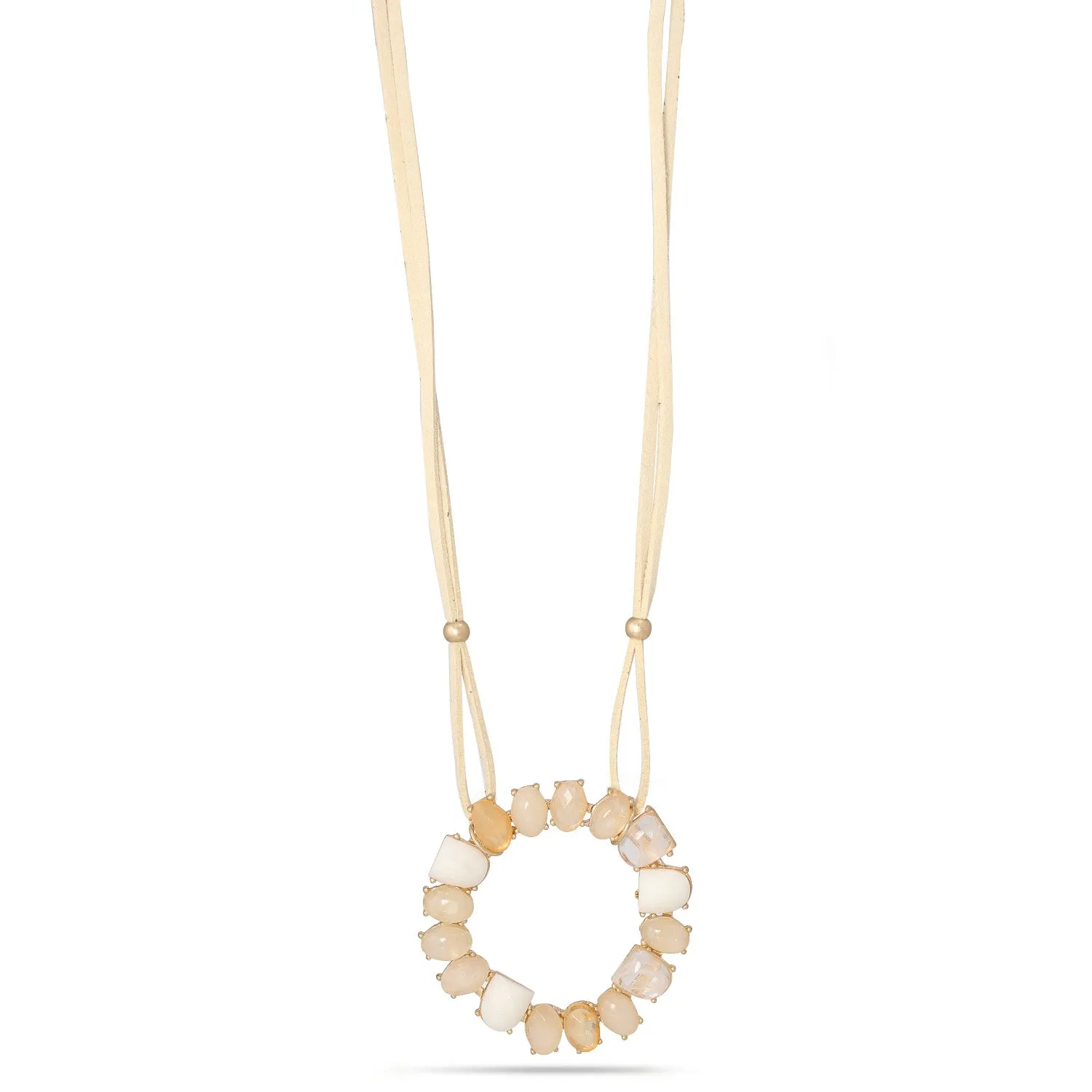 GOLD CREAM  NECKLACES #SQN17311 (IF6)