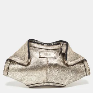 Gold Leather De Manta Clutch
