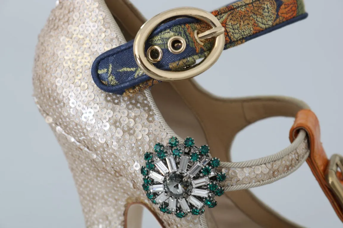 Gold Sequin Crystal Stone Sandal