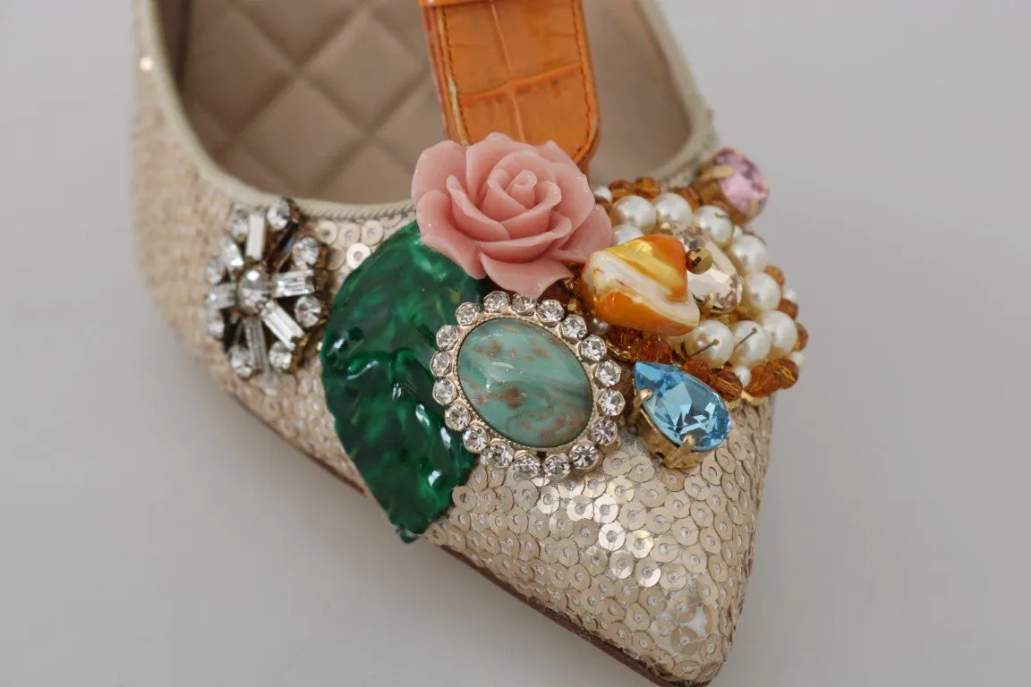 Gold Sequin Crystal Stone Sandal