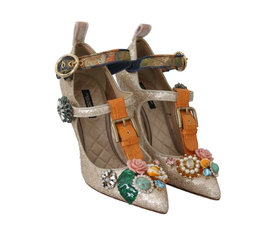 Gold Sequin Crystal Stone Sandal