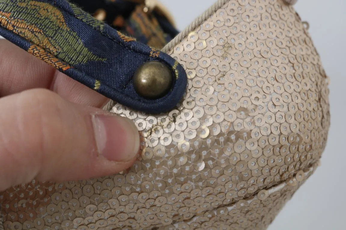 Gold Sequin Crystal Stone Sandal