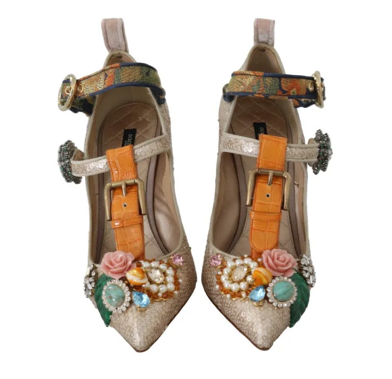 Gold Sequin Crystal Stone Sandal