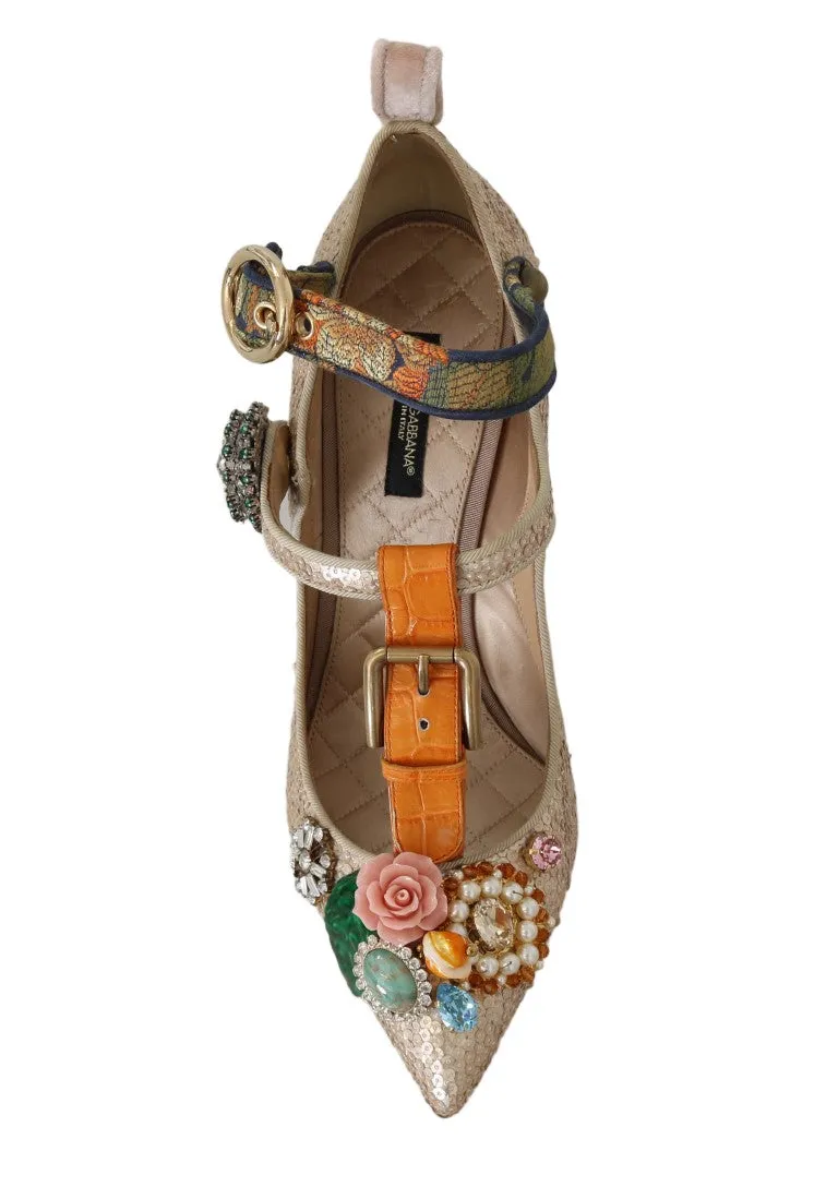 Gold Sequin Crystal Stone Sandal