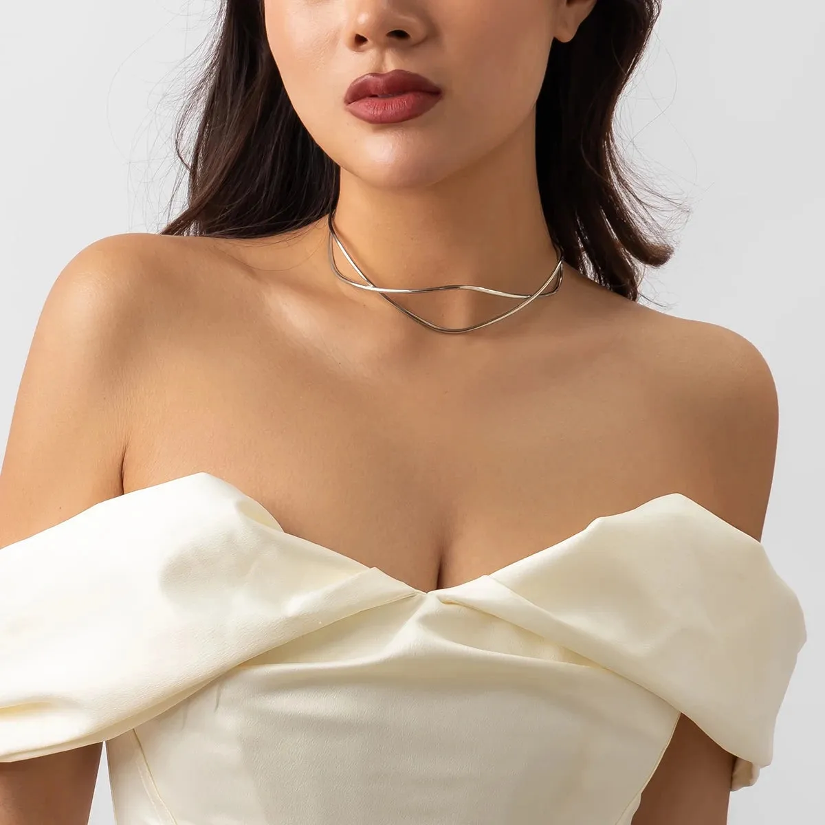 Gold/Silver Layered Choker - Sleek Minimalist Double Band Necklace