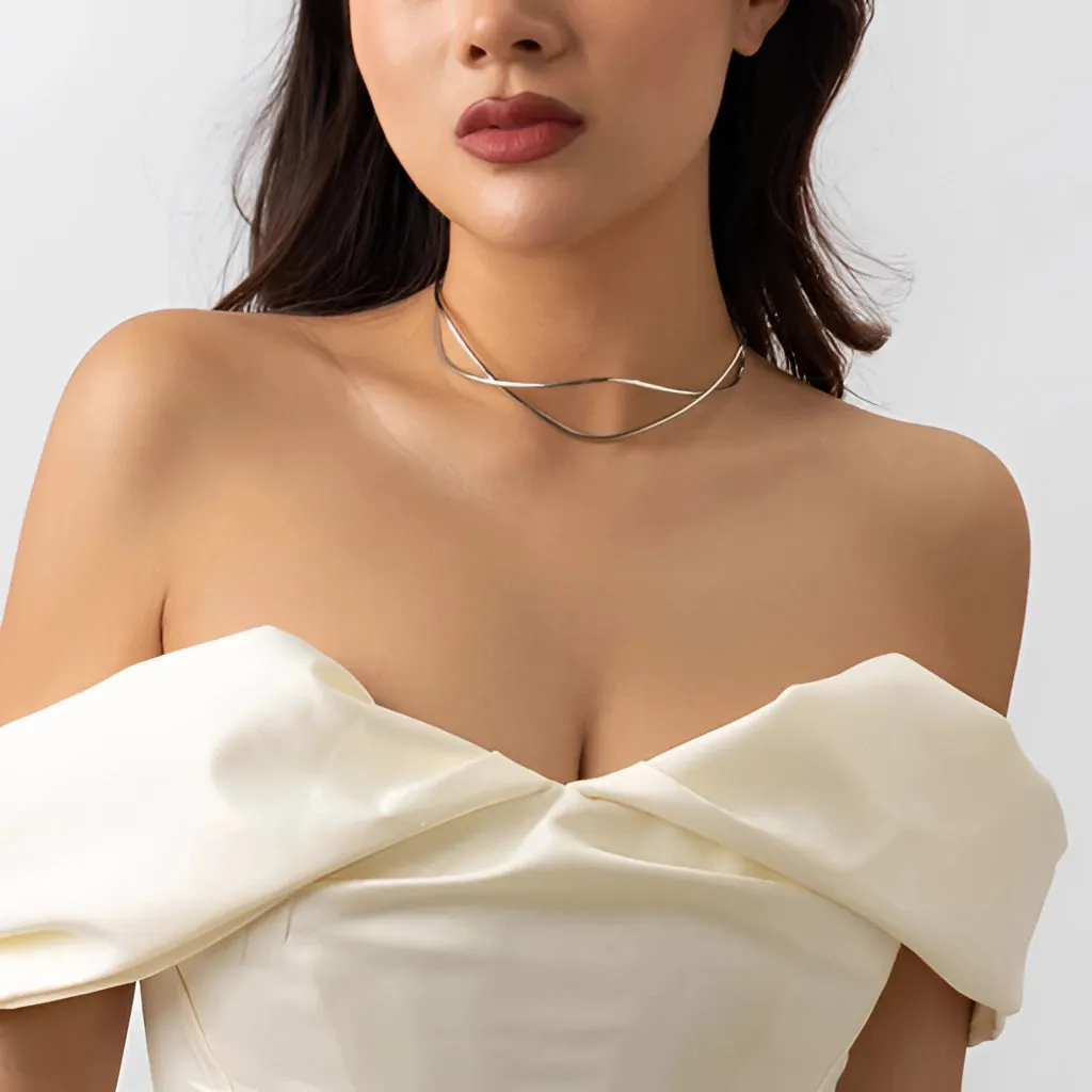 Gold/Silver Layered Choker - Sleek Minimalist Double Band Necklace