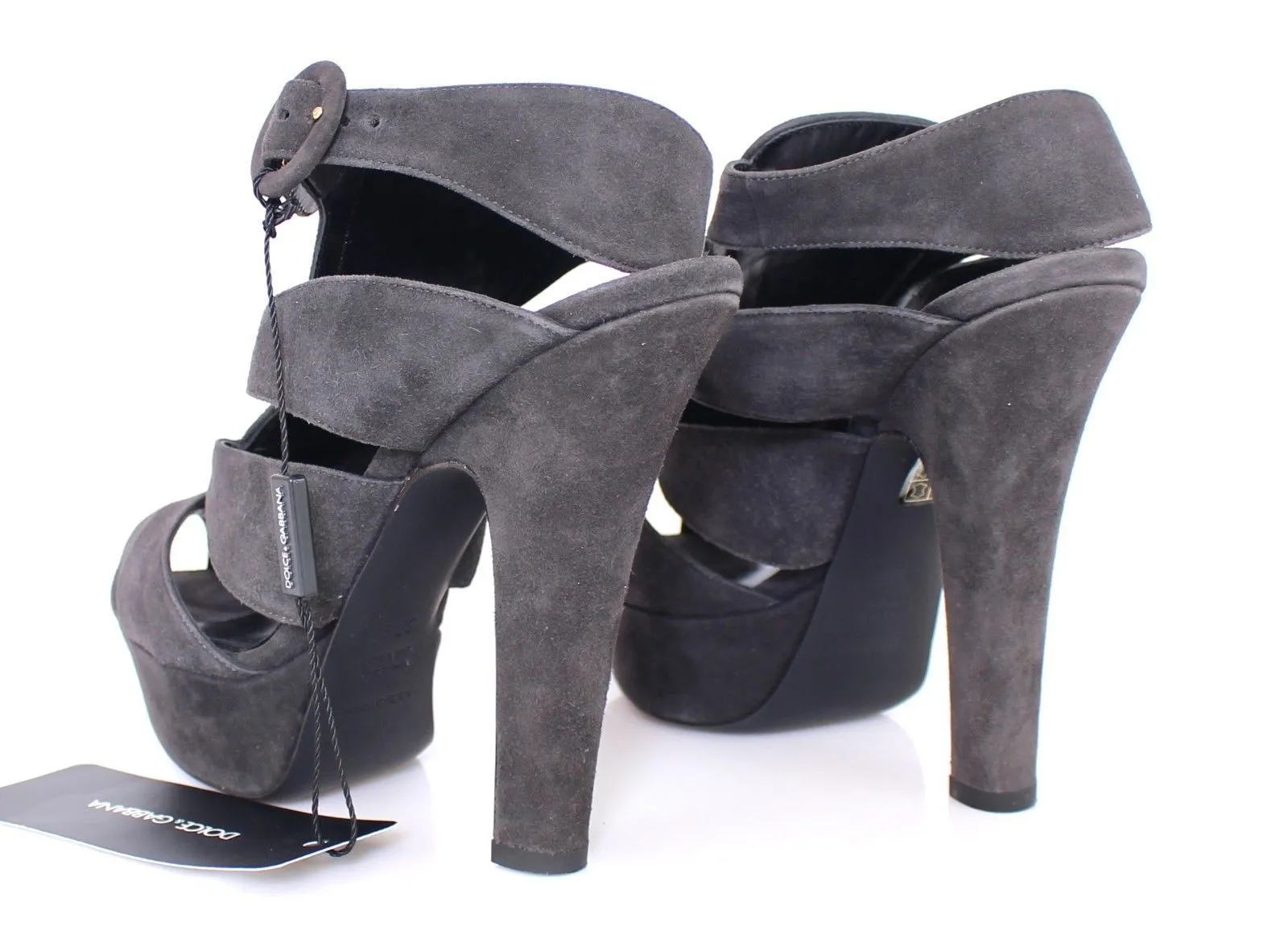 Gray Suede Platform Pumps Sandals Shoe Heels