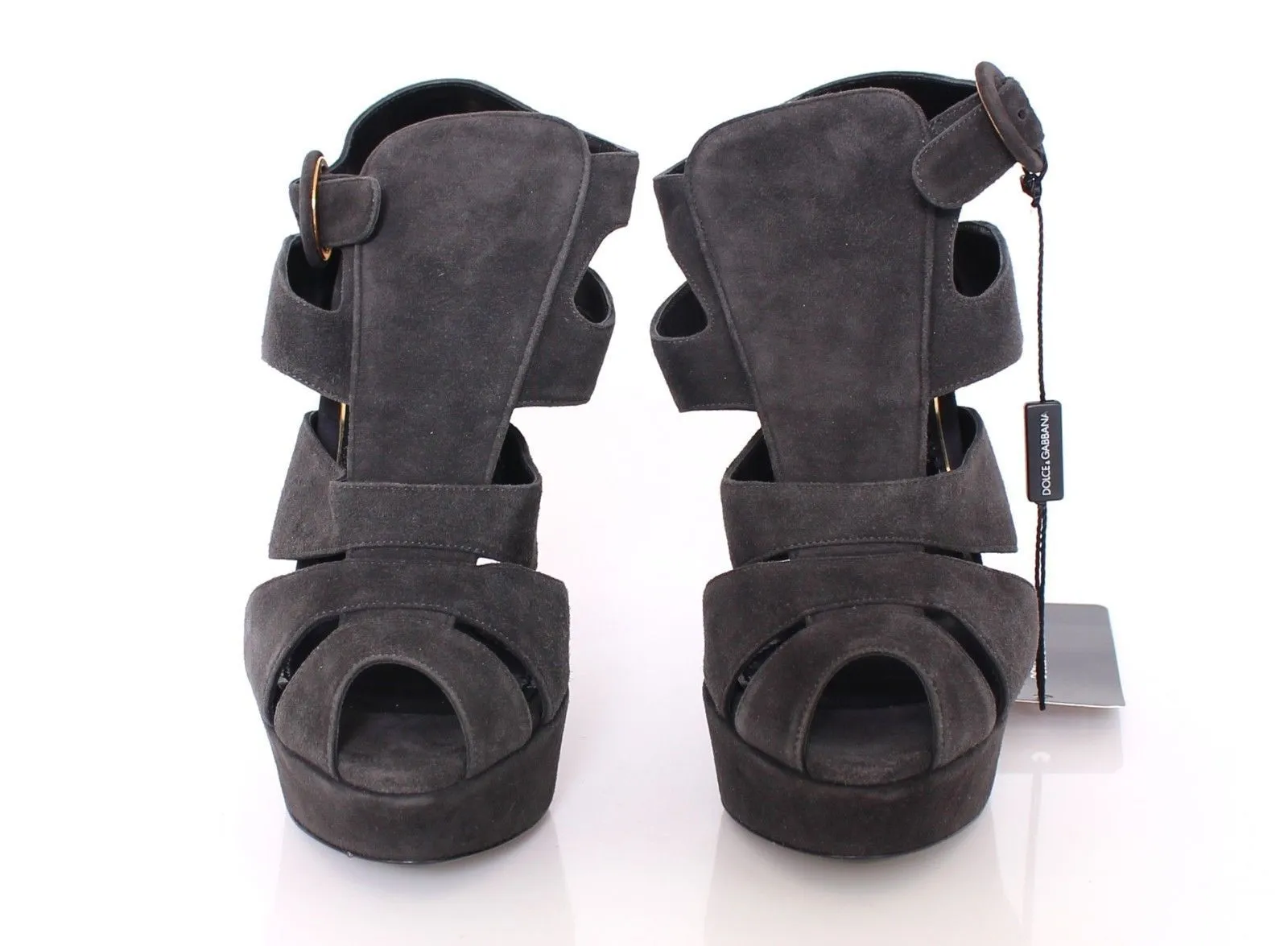 Gray Suede Platform Pumps Sandals Shoe Heels