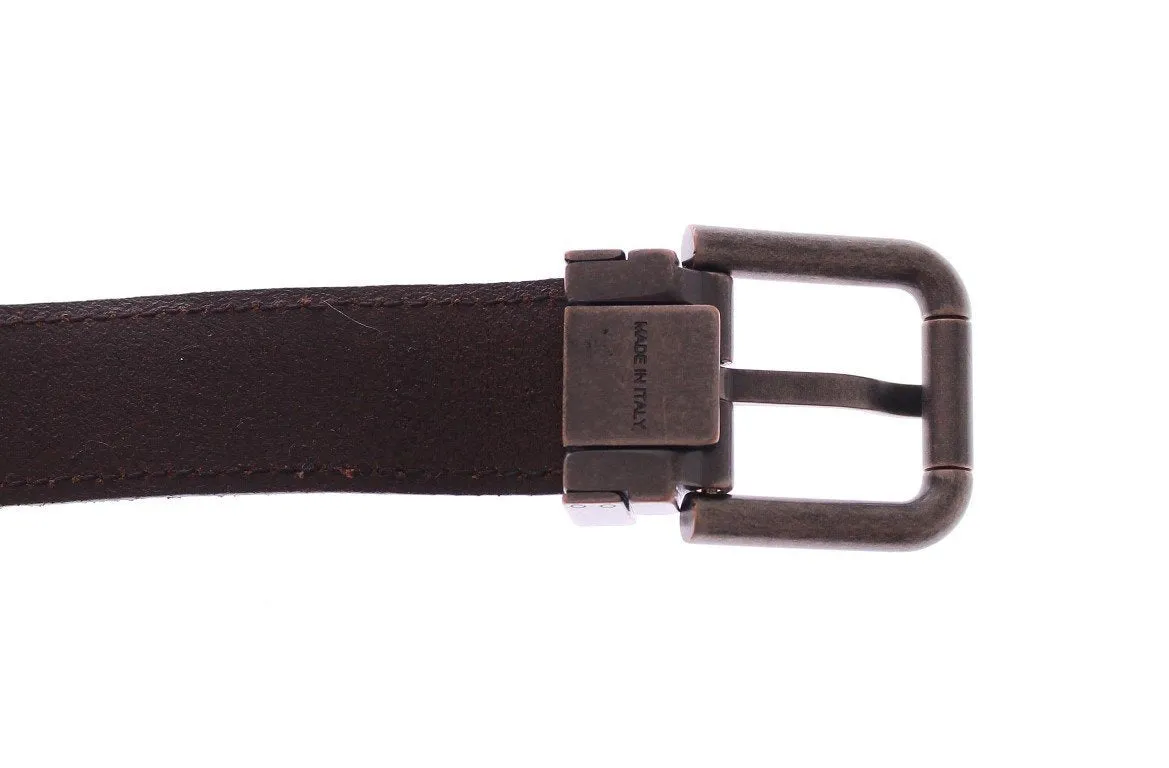 Green Suede Leather Logo Waist Buckle Belt