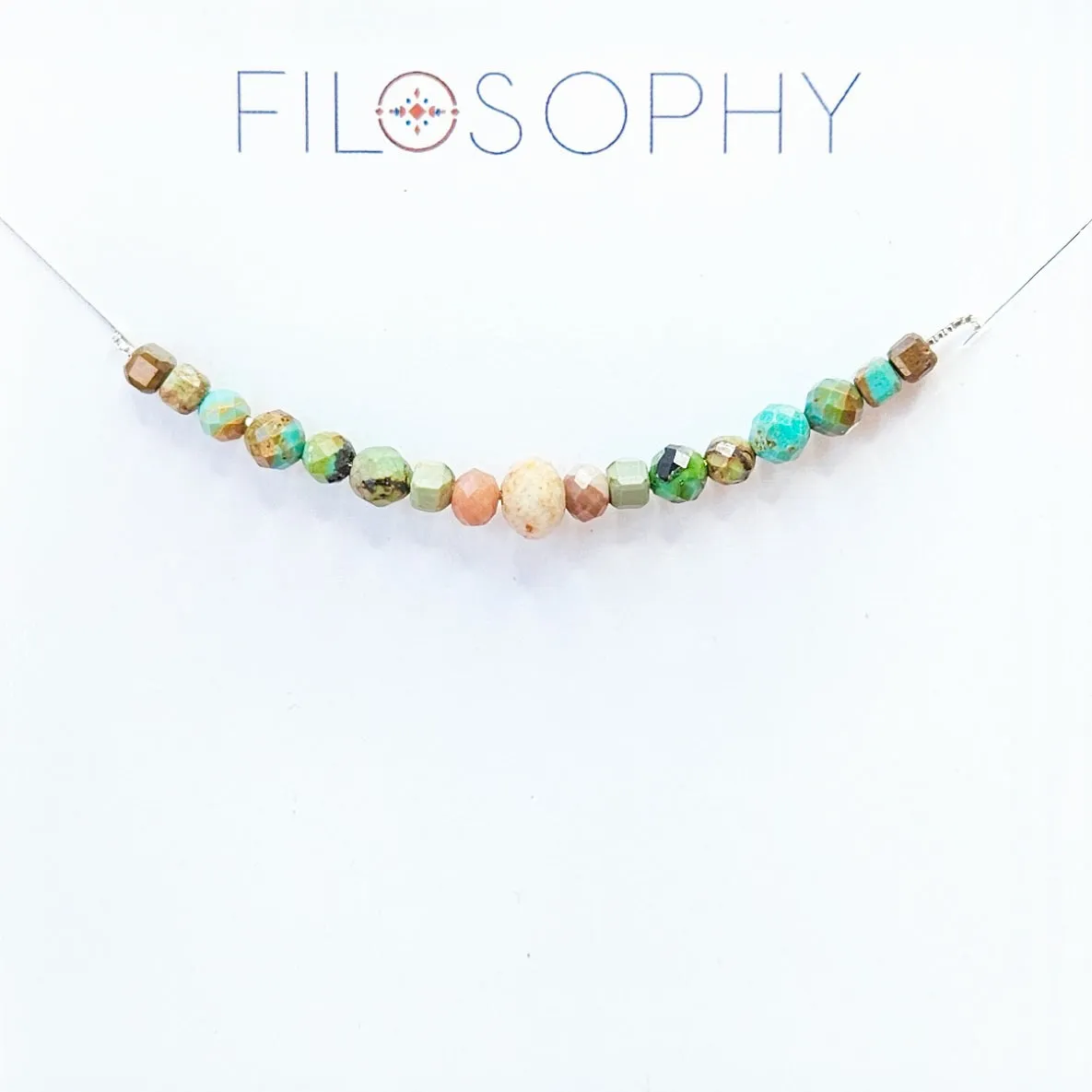 Green Turquoise & Amazonite Adjustable Slide Chain Gemstone Necklace