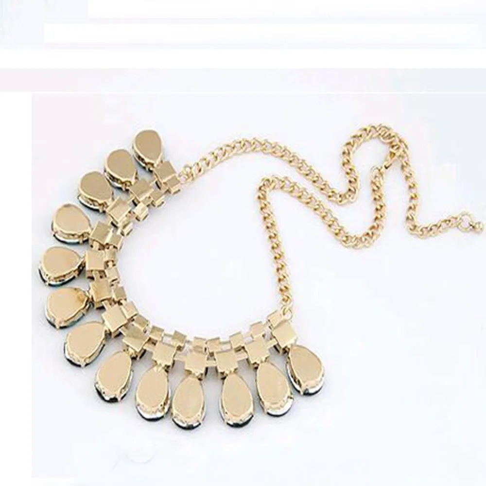Green Water Drop Pendant Necklace Women Party Jewelry