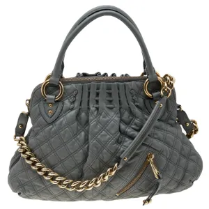 Grey Quilted Leather Cecilia Satchel