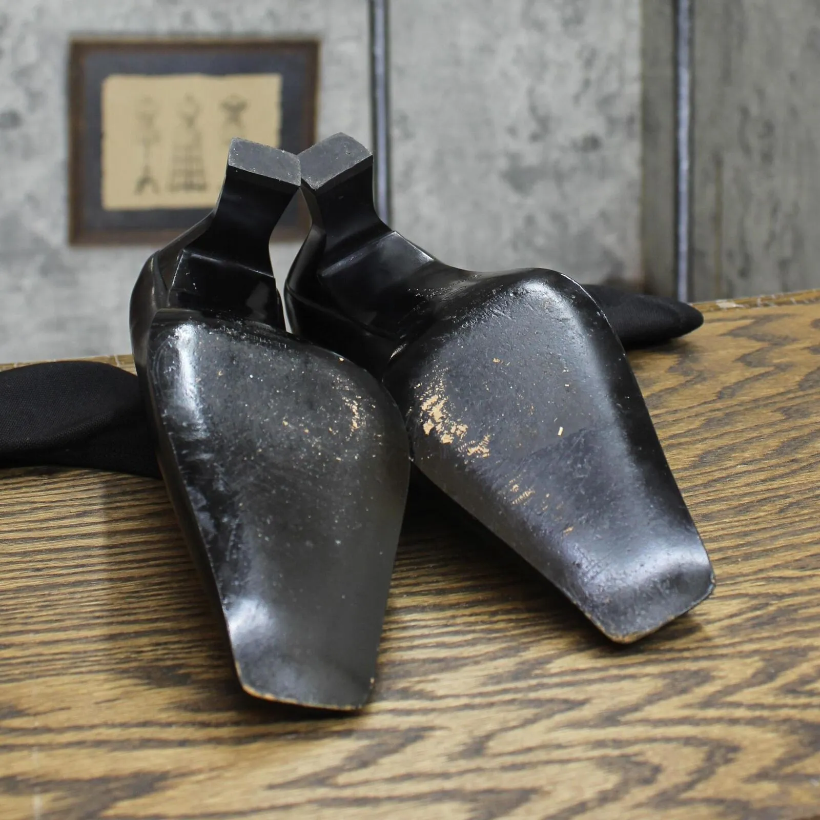 Gruppo Italiano Womens Vintage Leather Ankle Stretch Heels Black 6.5B