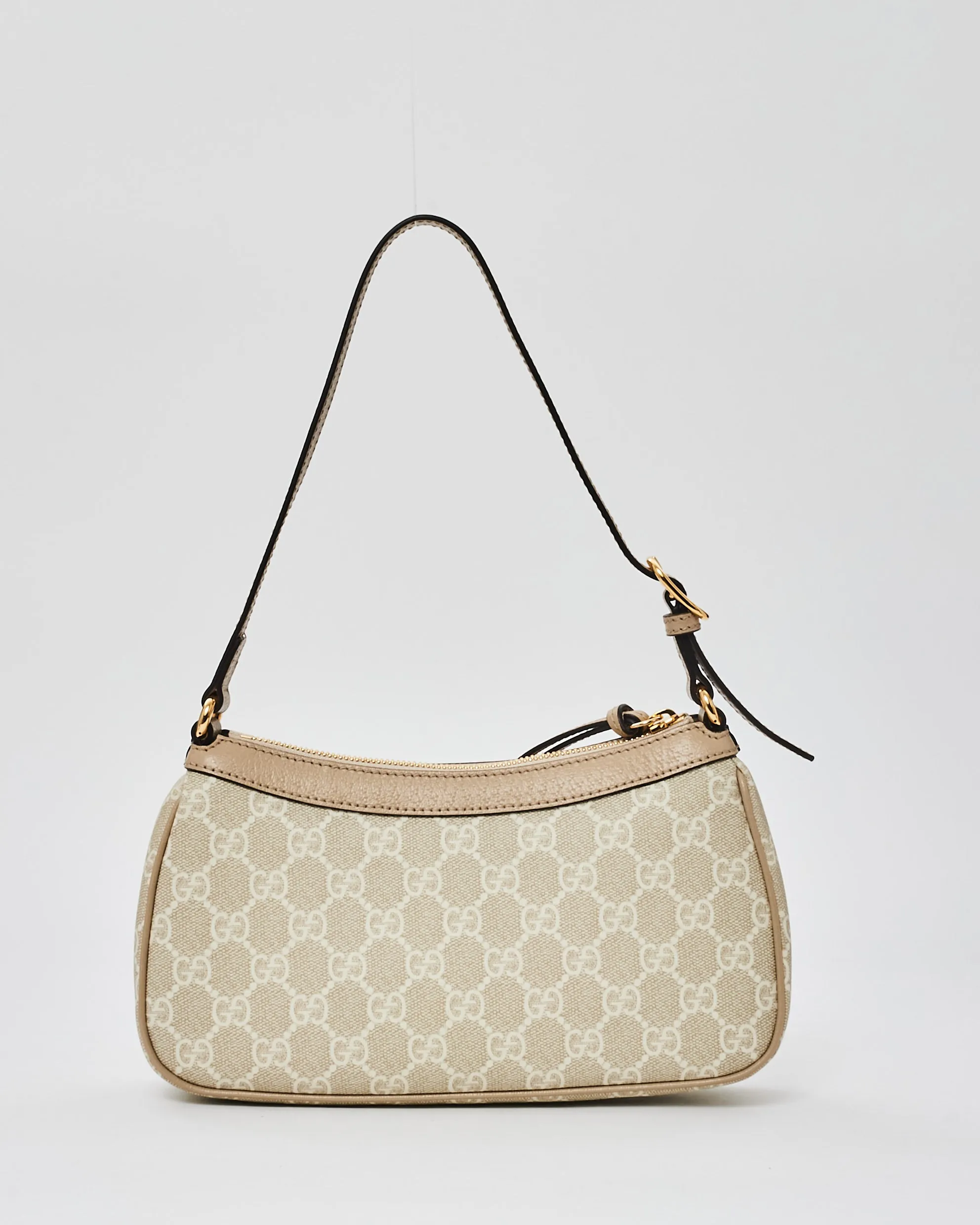 Gucci Beige Monogram Canvas Ophidia Small Shoulder Bag