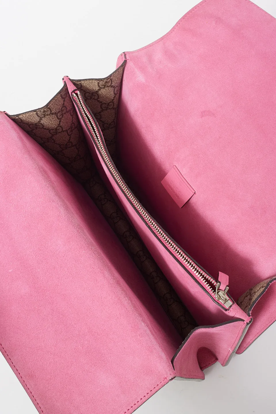 Gucci Beige Monogram GG Supreme Canvas & Pink Jewel Dionysus Large Shoulder Bag
