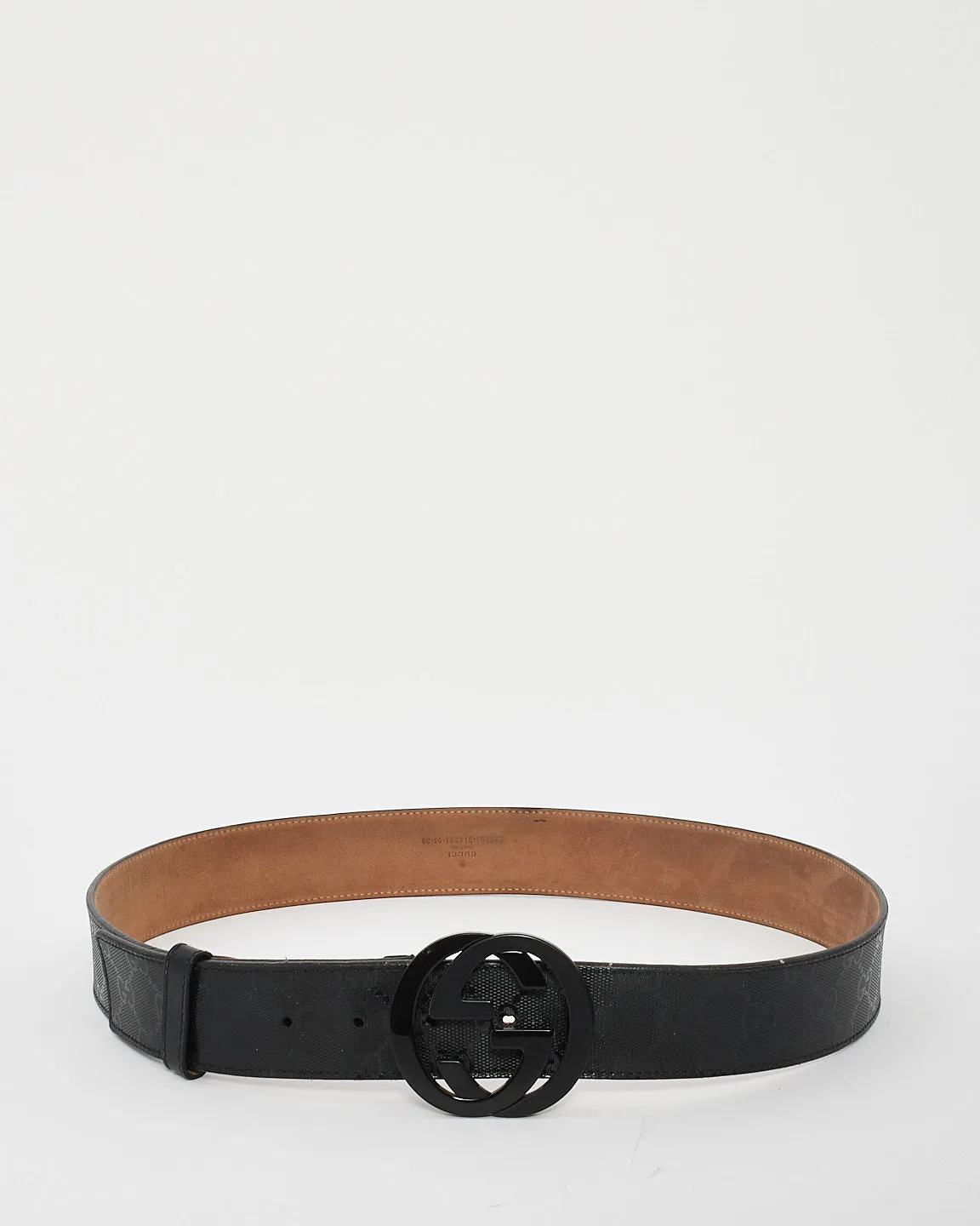 Gucci Black GG Supreme Crystal Coated Canvas Black GG Logo Belt - 95/38