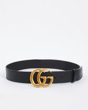 Gucci Black Leather Belt with Marmont Double G Buckle - 80/32