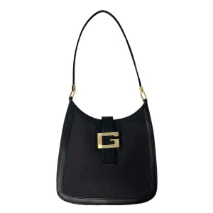 Gucci Black Leather   Denim Shoulder Bag