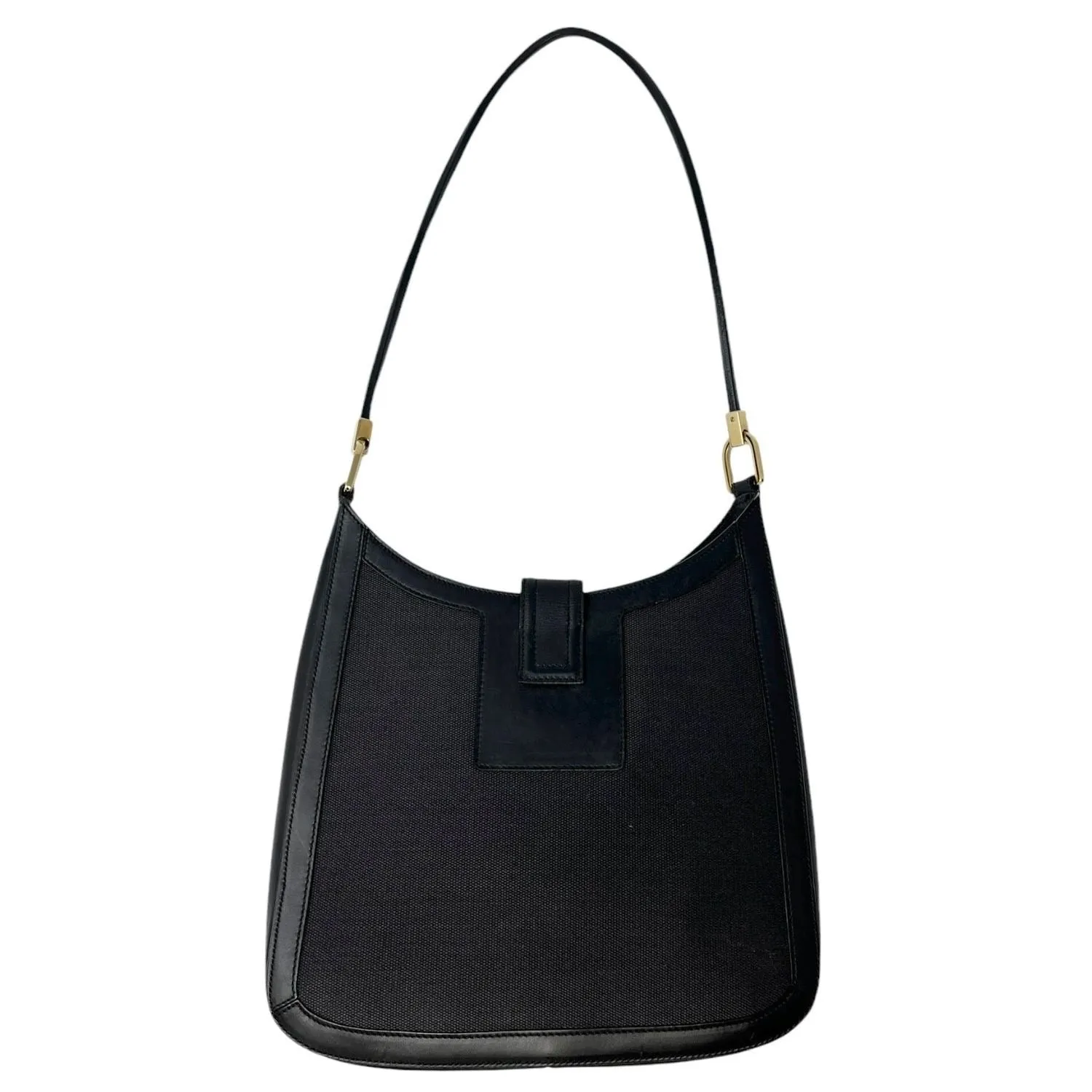 Gucci Black Leather   Denim Shoulder Bag