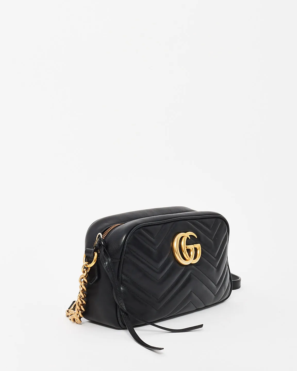 Gucci Black Leather Matlassé Marmont Small Camera Bag