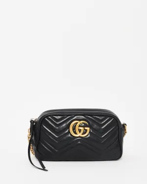 Gucci Black Leather Matlassé Marmont Small Camera Bag