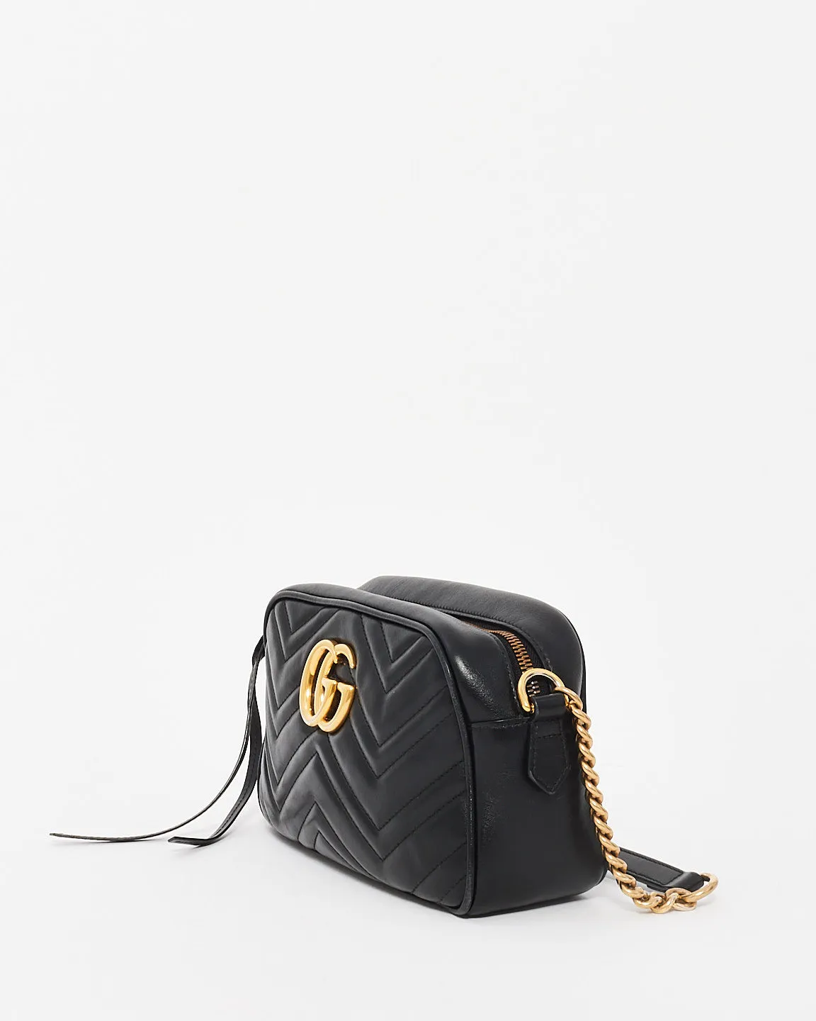 Gucci Black Leather Matlassé Marmont Small Camera Bag