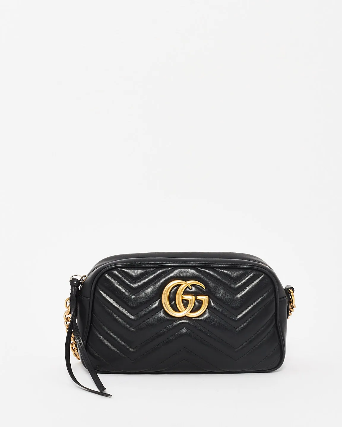 Gucci Black Leather Matlassé Marmont Small Camera Bag