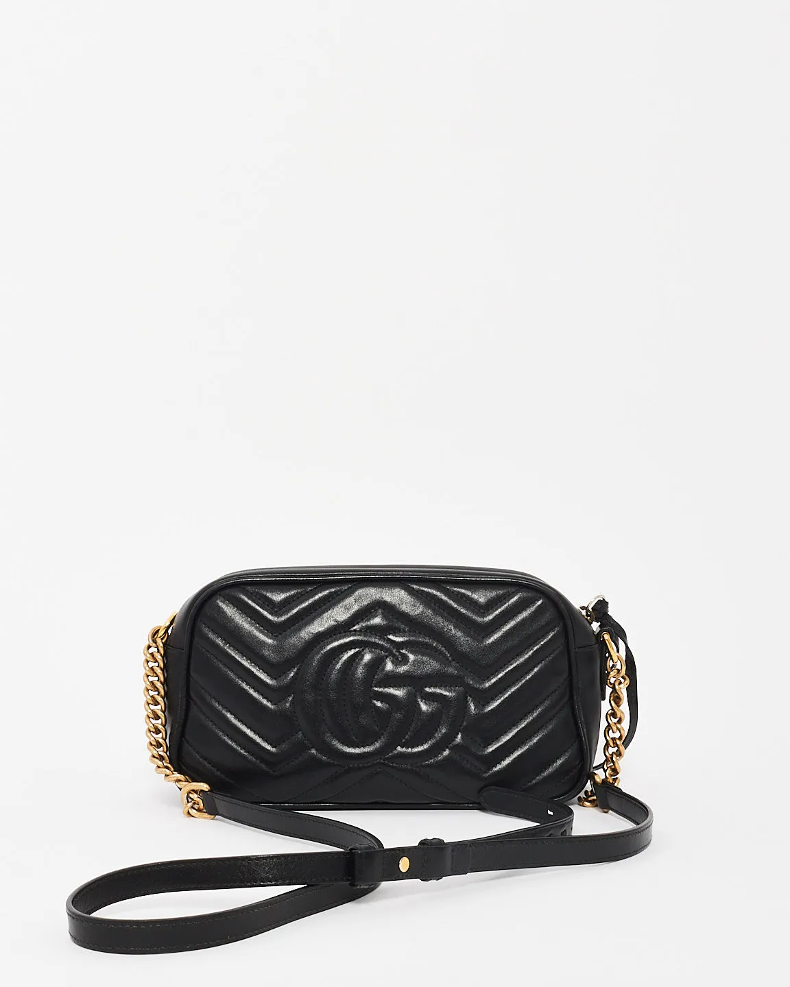 Gucci Black Leather Matlassé Marmont Small Camera Bag